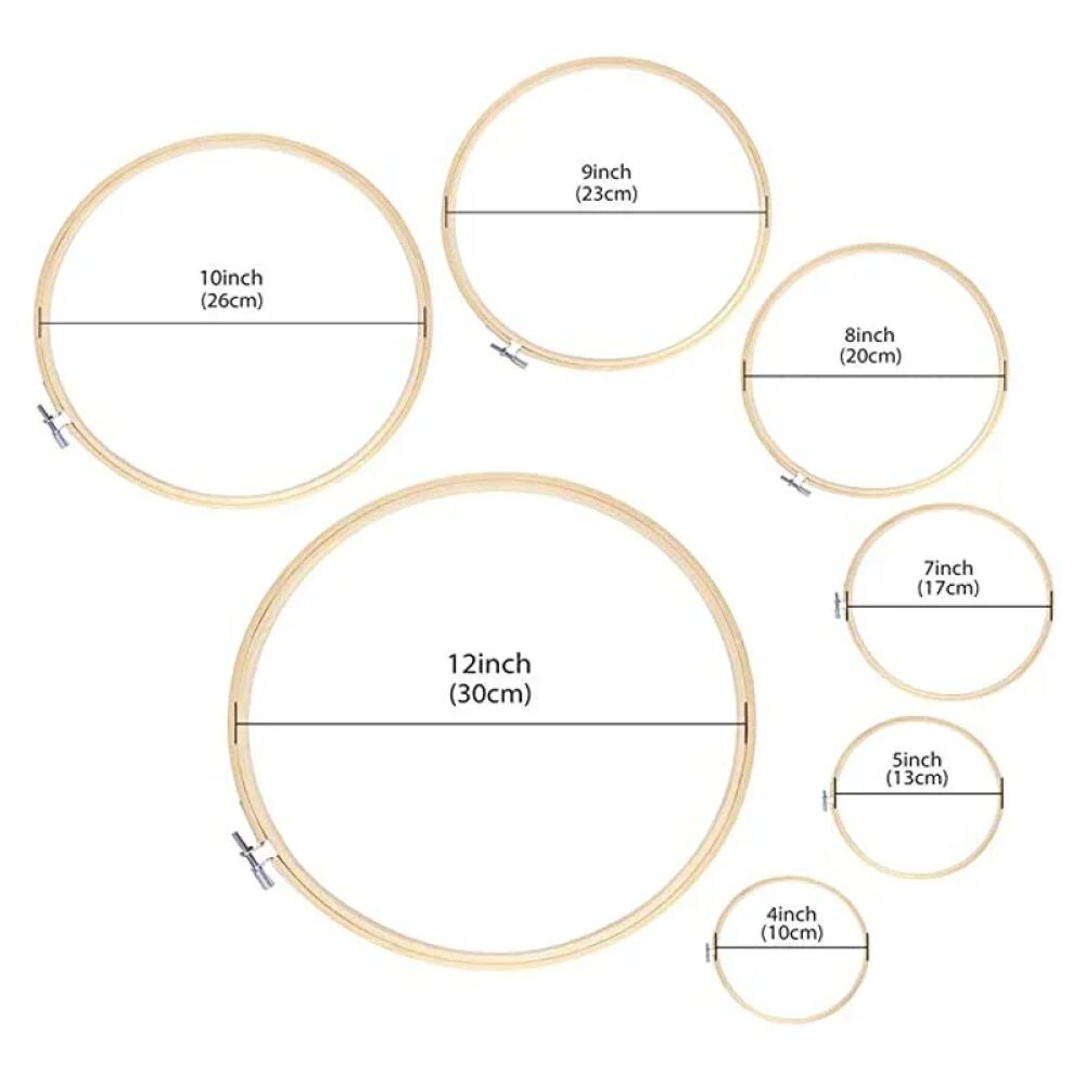 1-9pcs 8-36cm Wooden Embroidery Hoops Frame Set, Cross Stitch Rings for Sewing Craft, Home Decor & Party Decoration