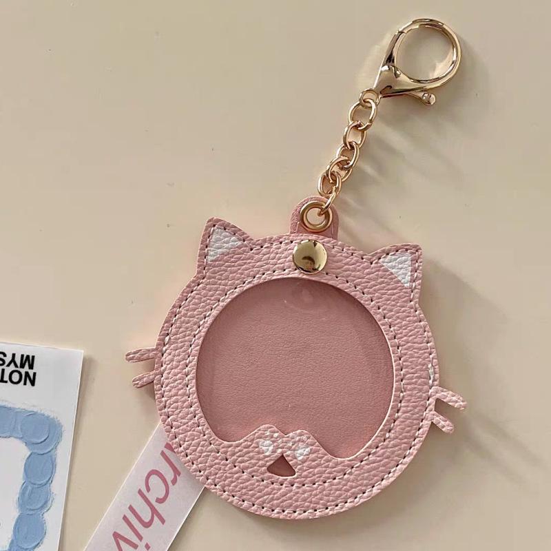 Kreative Katzen-Anstecknadel-Tasche mit 58mm Anime-Stern-Display - Cartoon-Design Lederetui