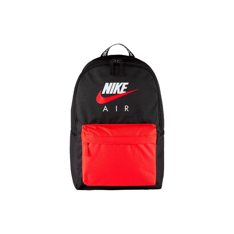 Nike Heritage Polyester Backpack Regular Unisex Black Red CW9265-011