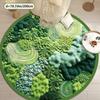 Grüner Moos-Rundteppich, Rutschfeste Maschinenwaschbare Matte für Wohnzimmer, Schlafzimmer, Eingangsbereich, Außendekoration, Naturthema