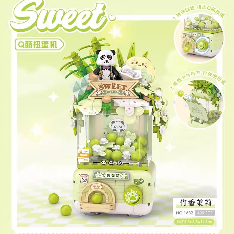 Small Blocks Panda Series Street View Food Truck Fruit/Icecream Shop Learning Build Toys Toy For Kidss For Kids Adult