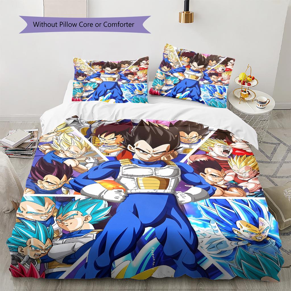 Vegeta Dragon Ball Pattern Bedding Home Decoration Birthday Gift (1 * duvet cover + 2 * pillowcase, without core)