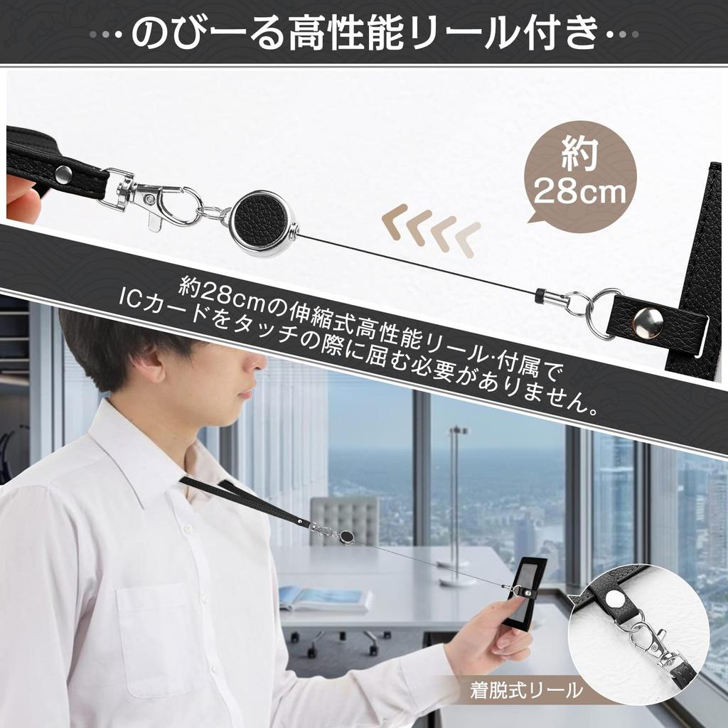 Dockii ID Card Holder, Horizontal ID Card Case, Employee Card Case, Men's Neck Strap, Clip Strap Included, Card Case, Neck Hanging, Double-sided,