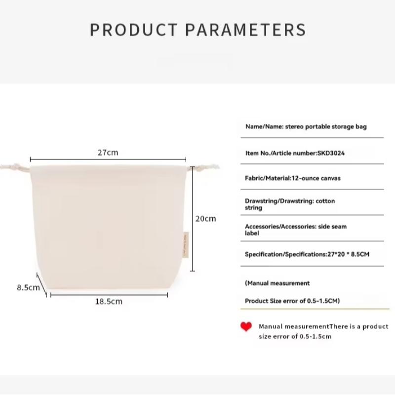 27*20cm Cotton Drawstring Storage Bag White Canvas Bags for Candy Gift Package Pouch Reusable Home Sundries Organize Bags