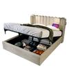 Lit capitonné - MUVOE - 140x200 - Tête de lit avec lampe de lecture - Espace de rangement - Matelas inclus