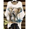 Modisches Damen T-Shirt Elefant Grafik Mädchen Kleidung Sommer Rundhals Kurzarm T-Shirt Weiblich Harajuku Streetwear