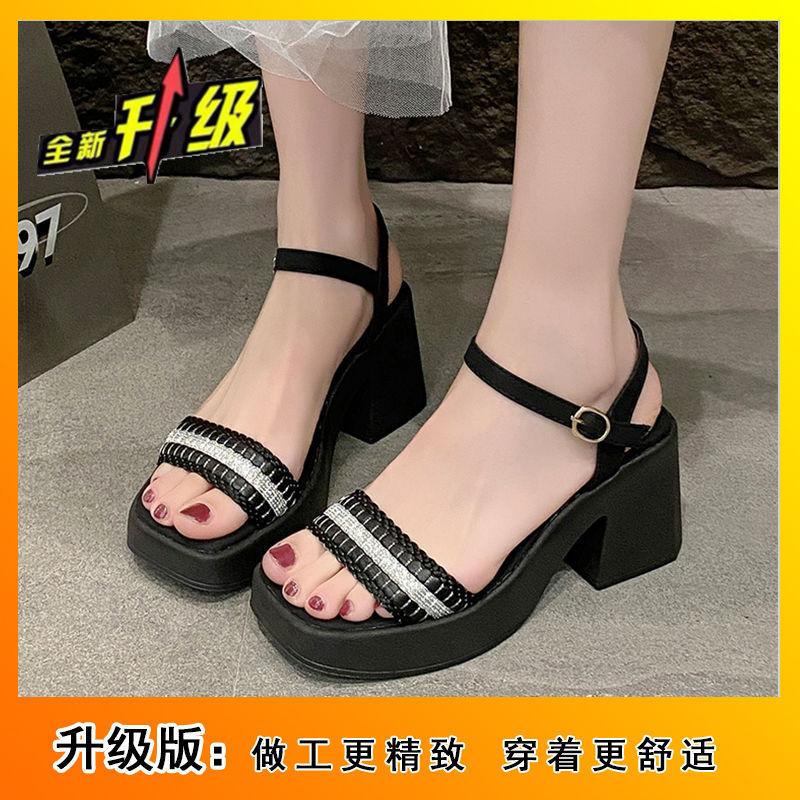 Sweet Lady Not Tired Feet Women's Shoes Women 2025 New Summer Internet Celebrity Explosion High Heel Thick Heel Word with Sandals
