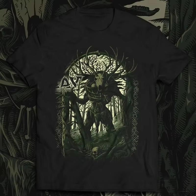 

Summer Fashion and Casual Round-neck Men s and Women s Tops with Gothic Graphic T-shirts By The Slavic Forest Elf Leshy 4XL