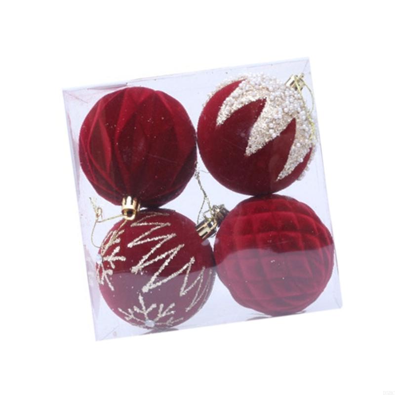 4Pcs Shimmering Christmas Baubles Shatterproof Christmas Ball Hangings Ornament For Tree Wreath Holiday Decoration