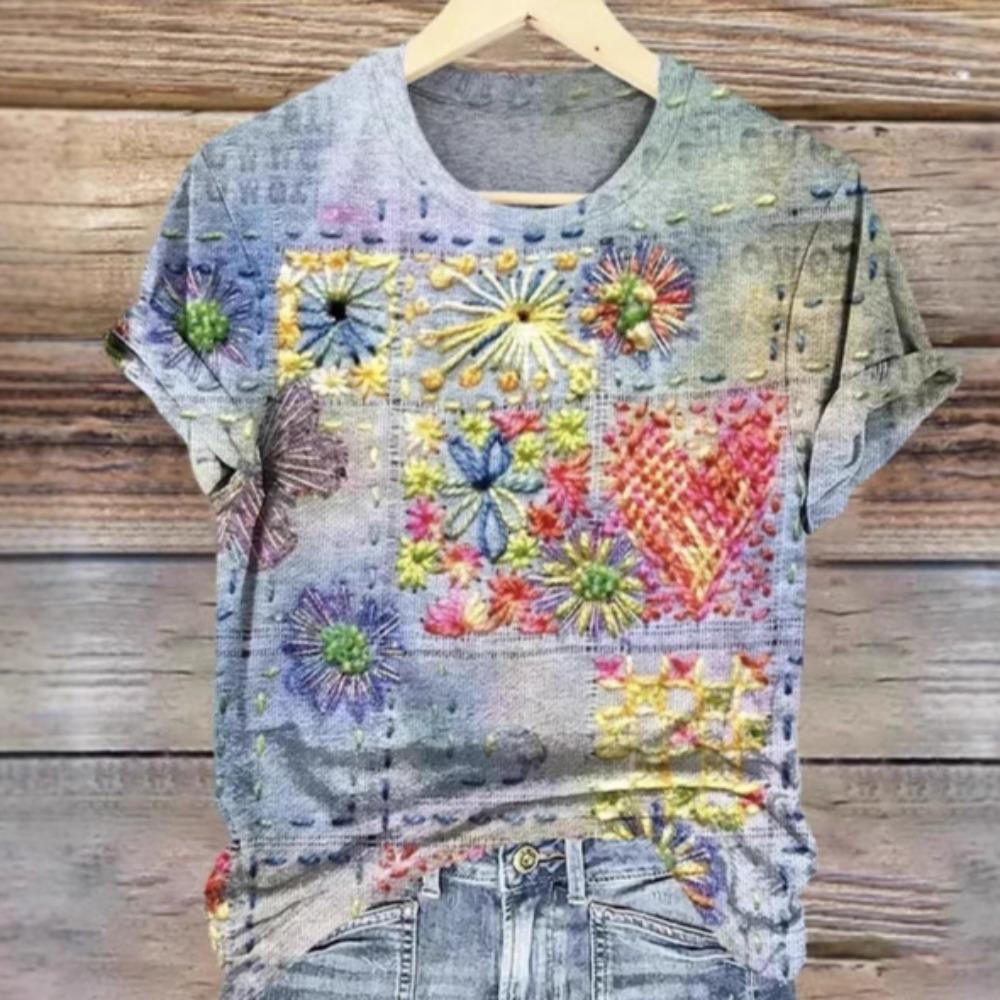 Summer New Creative Pattern 3D Digital Printed Women's Round Neck T-shirts