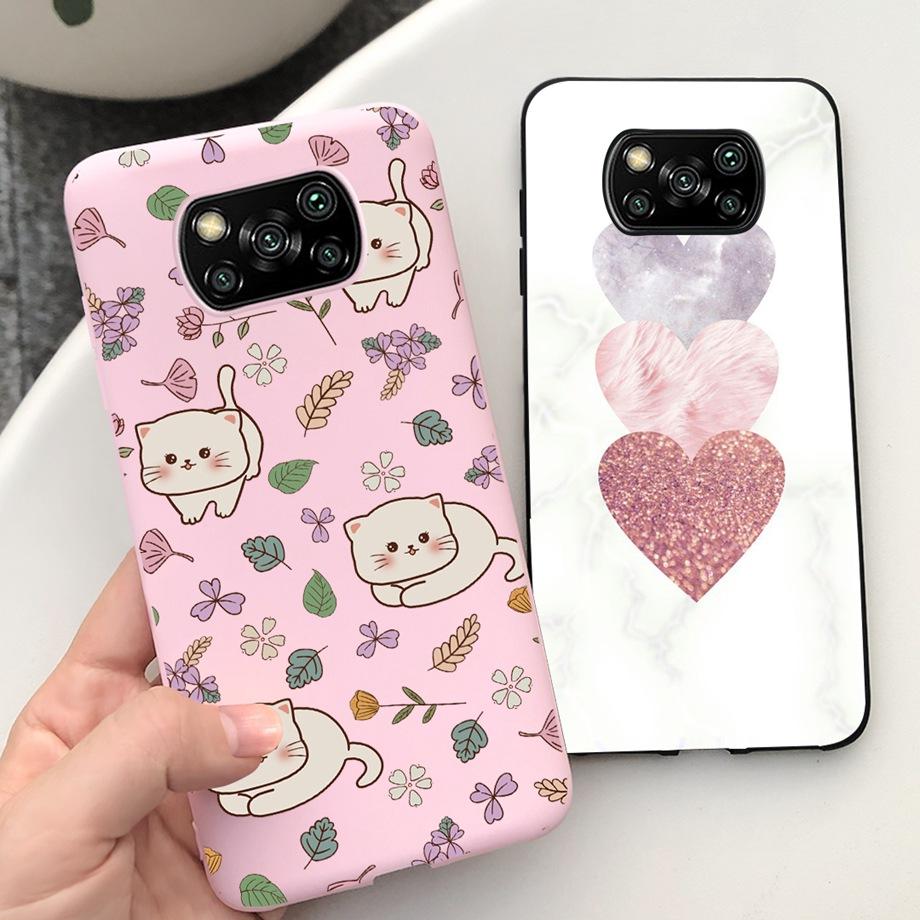 Pro Xiaomi Poco X3 Pro Pouzdro Poco X3 NFC Kryt Květina Roztomilý Kočka Malba Nárazník Skořápka Na PocoX3 X3Pro x3nfc Měkký Luxusní Silikon