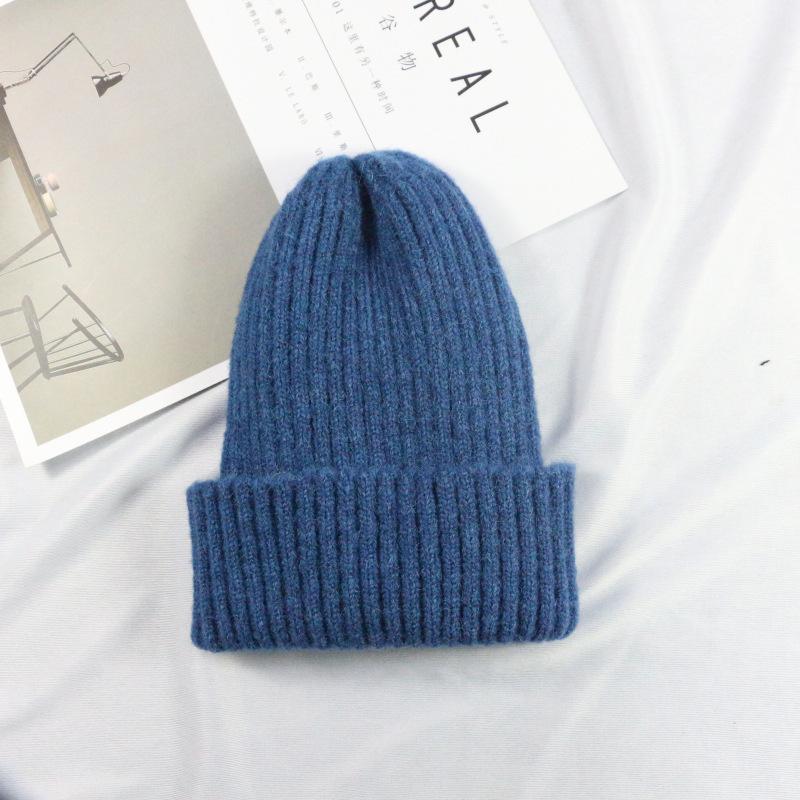 Autumn and Winter Warm Chic Knitted Hat Solid Color Crimped Casual Wool Hat Schoolgirl