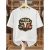 European Sizes Men's Cotton Featuring Texas Longhorn Bull American Flag Graphic Comfortable Casual Short-sleeved T-shirt In Summer