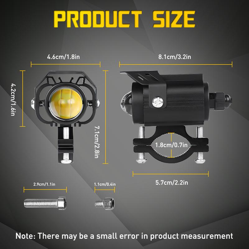2Pcs Motorcycle Spotlights LED Yellow White Four Mode Strobe 12V Motorcycle Lamp Universal Moto Headlight Spotlights Accessories