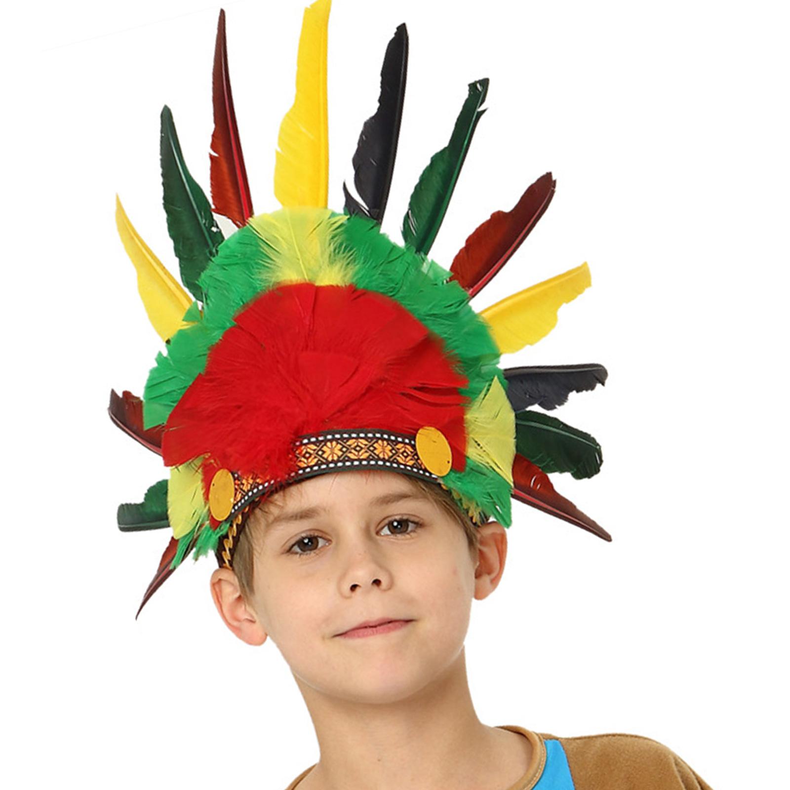 

Carnivals Party Accessories Headband for MardiGras Holiday Props Feathered Headband Adult RolePlay Indian Chief Hairband