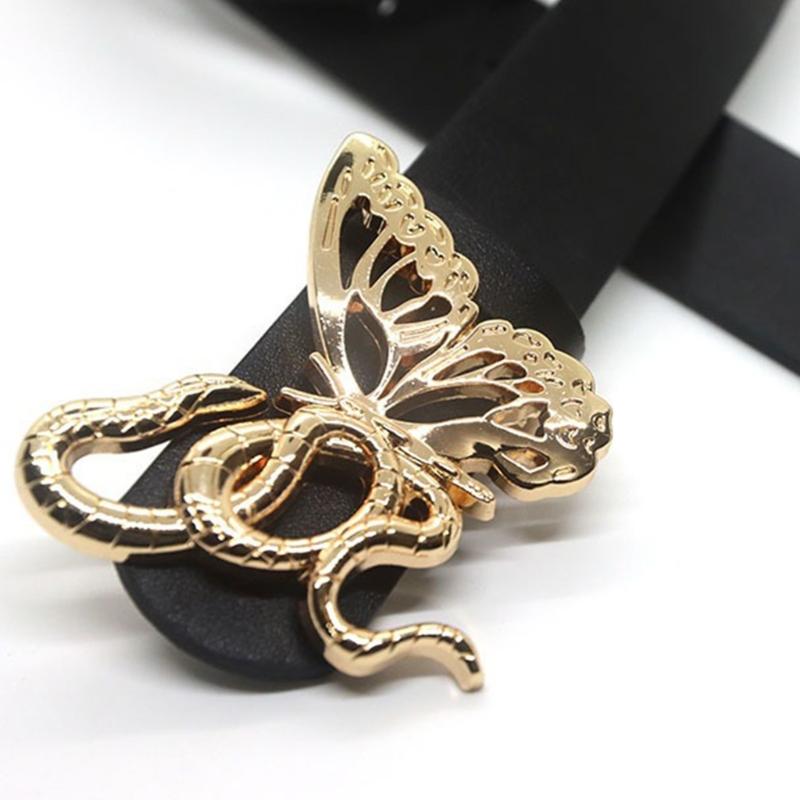 Lady Belt Elegant Skinny Waist Belt for Dress Skinny Belt Butterfly Buckle