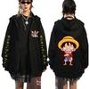 One Piece Luffy Printed Zipper Hoodie Men's Casual Hoodie Top Cardigan Coat