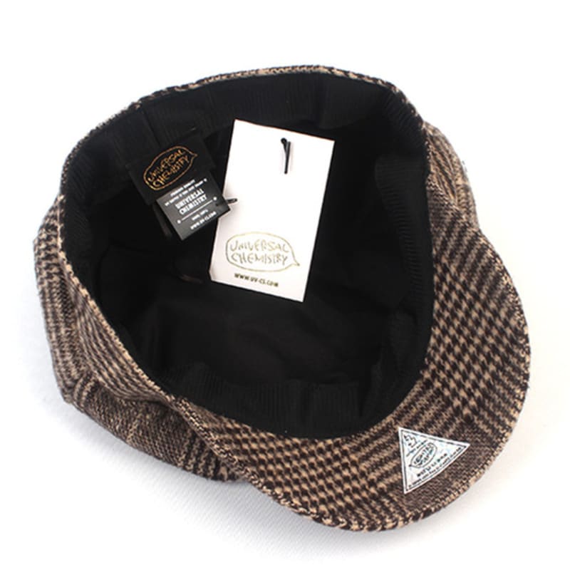 Universal chemistry Wool Glencheck Beige Newsboy Cap