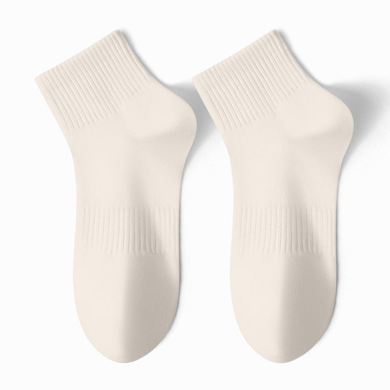 Male Spring and Summer Solid Color Vertical Bar Movement Antibacterial Breathable Non Slip Short Tube Cotton Socks