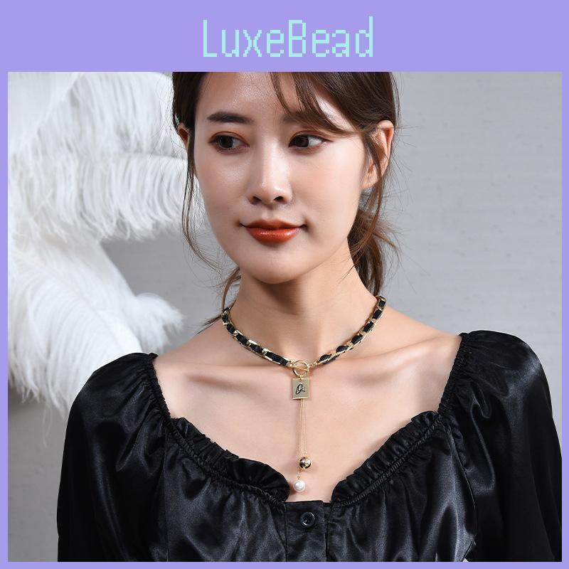 Elegant Korean Style Y Shaped Pearl Necklace For Women Vintage Woven Fashion Accessory