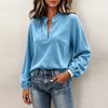 Women's casual V-neck stylish corduroy long-sleeved top