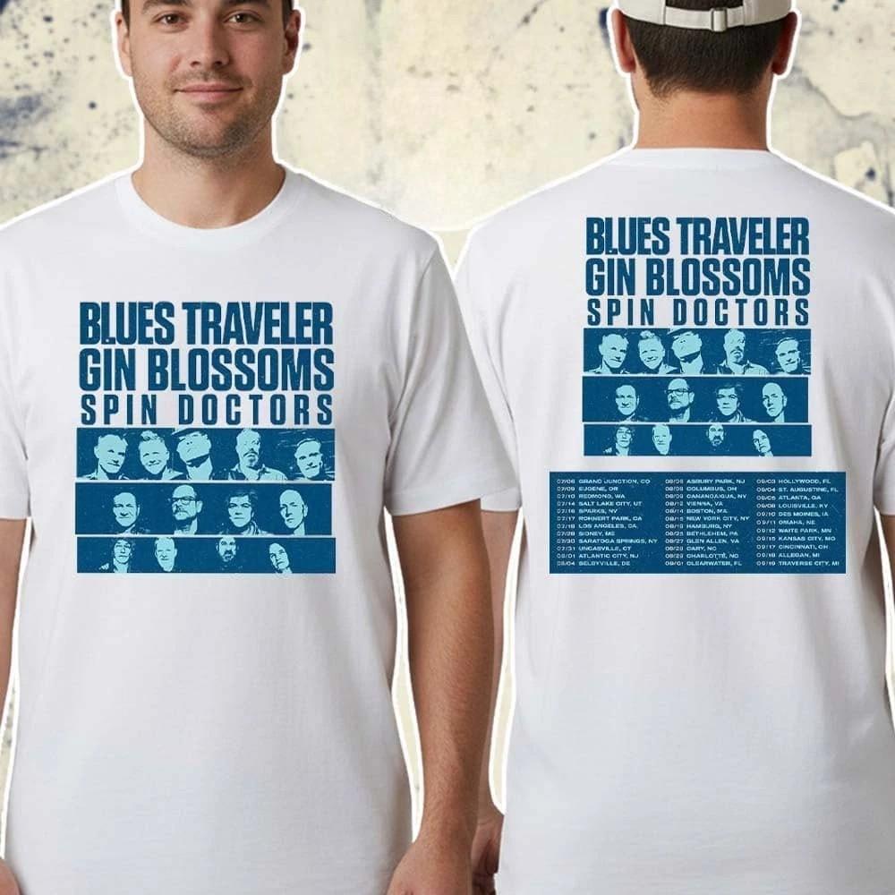 Blues Traveler Gin Blossoms Spin Doctors Tour 2026 Dates List Kicks Off TShirt Unisex T-Shirt L