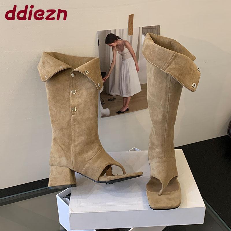 Fashion Fashion Women Knee High Boots Shoes With Heels Footwear Open Toe Ladies Gladiator Sandals Booties Female Flip Flops Pumps New