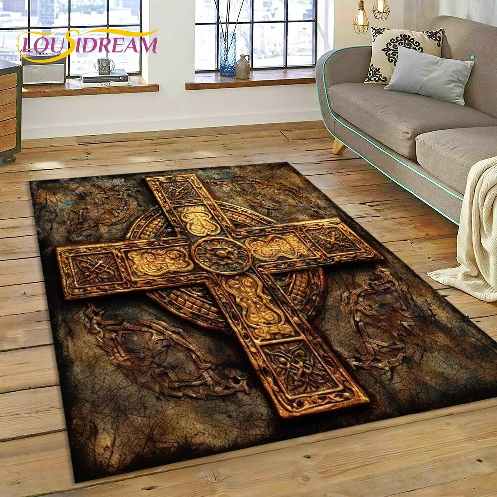 New 3D Pray Holy Bible Cross Jesus Carpet for Living Room Bedroom Home Decor,Floor Mat Non-slip Decoration for Sofa Doormat Gift