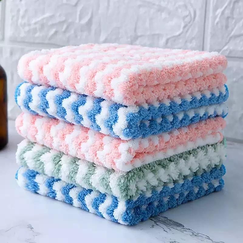 1/3/5Pcs Wavy Striped Towel Thick Soft Skin Friendly Super Absorbent Quick Drying Home Bathroom Kitchen Use