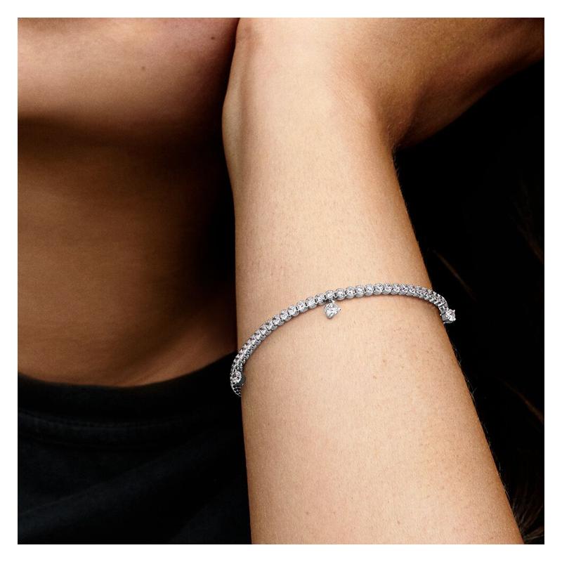 Pandora Shining Tennis Pendant 925 Silver Bracelet Women's Style Silver 18 Mirror Jewelry Box