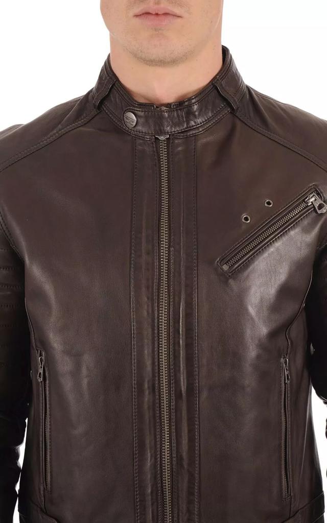 AL KHALID Herren Lederjacke Braun Echtes Lammfell Lederjacke Motorrad Stylisch