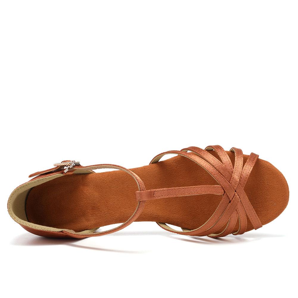 Peep Toe Kids Girls Ballroom Dance Shoes Latin Salsa Low Heel 3.5cm Soft Sole Indoor