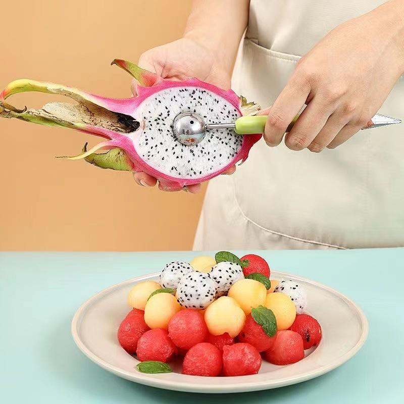 Watermelon Slicer Cutter 3 in 1 Fruit Cutter Scoop Carving Knife Fruit Dig Pulp Separator Fruit Platter Kitchen Gadgets
