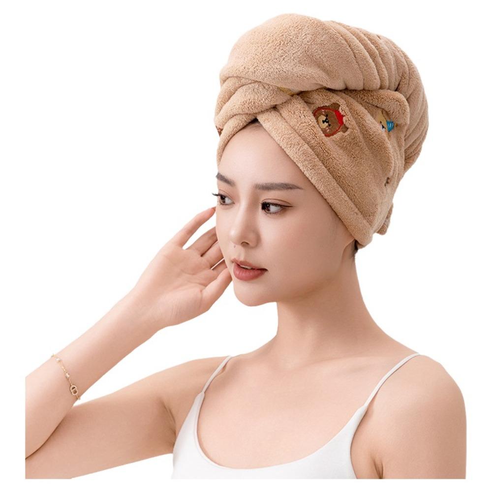 Thickened Head Wrap Cartoon Hair Drying Cap Comfortable Shower Cap  Women