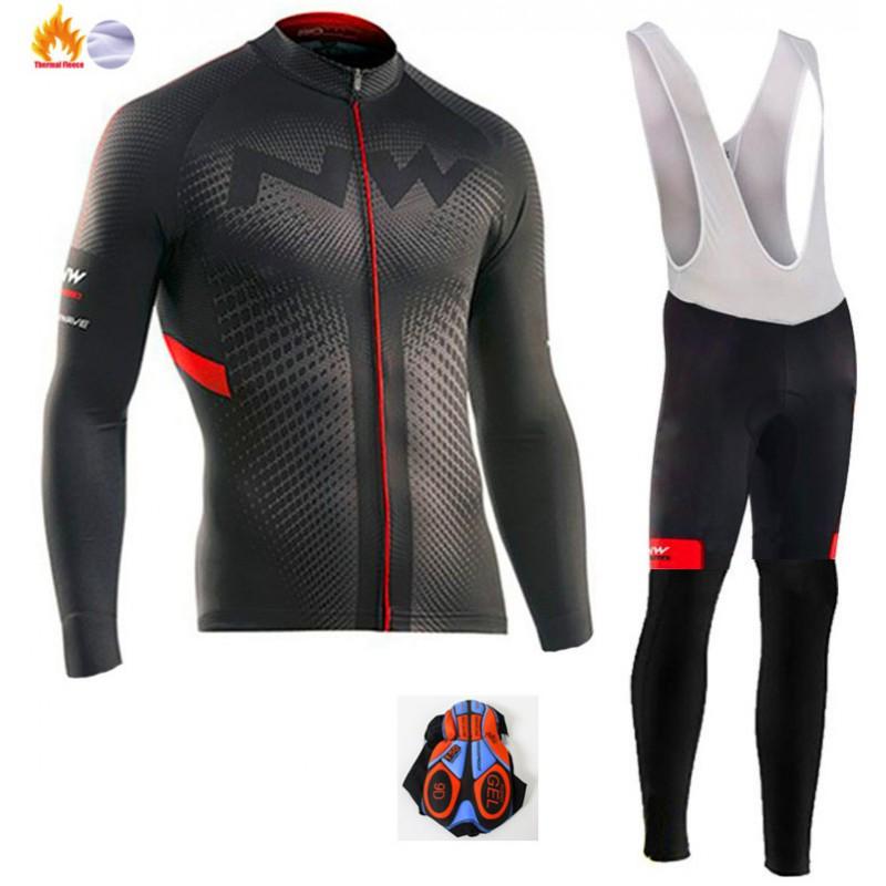 Winter Thermal Cycling Jersey Long Sleeve Fleece Lined Windproof Bike Men Women