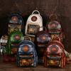 Johnature Mochila de couro feminina retrô com estampa de elefante, estampa de grande capacidade, bolsas de viagem para lazer