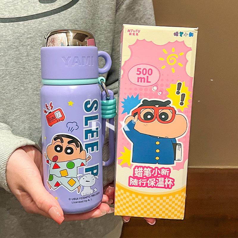 Crayon Small New Large Capacity High Appearance Level Stainless Steel Thermos Cup Cartoon Water Cup Cute Student Portable Accompanying Cup