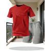 New Men's Outfit Summer Short Sleeve T Shirt Set Fashion 2 Piece Sportwear Printed Casual shorts Sweatshirt Men's Tracksuit