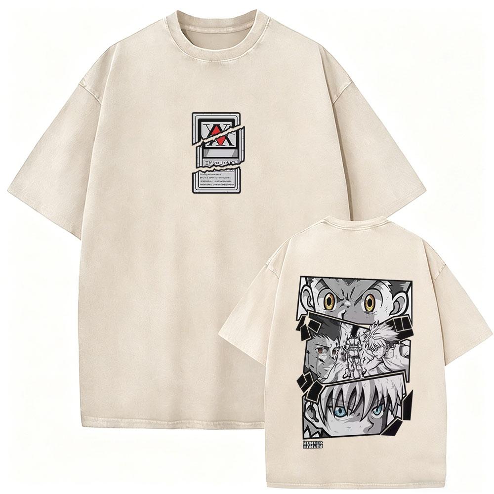 Washed Vintage Anime Hunter X Hunter T-shirts Manga Gon Freecss Graphic T Shirts Men Women Retro Cartoon Oversized Streetwear