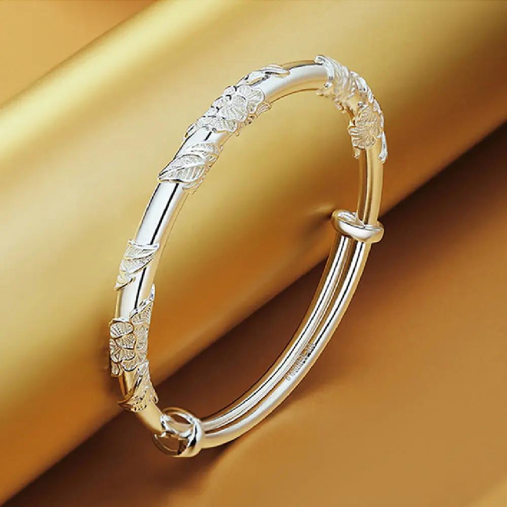 Embossed Purity Plated Bracelet Design Sense Temperament Elegant Adjustable Bangle Fashionable Women Jewelry Trend Accessories
