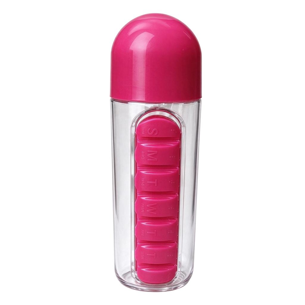 2-in-1 Bottle and 7 Compartment, Portable Outdoor Plastic Cup 600ml
