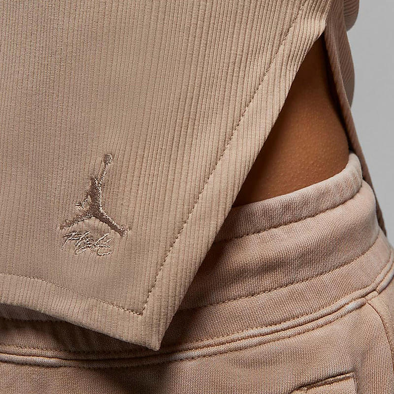 Jordan Solid Color Brand Small Logo Embroidered Comfortable Knit Vest Women tops Khaki FN5799244