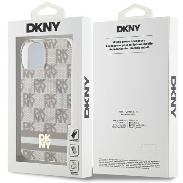 Dkny Dkhmp14Shcptse Iphone 14 / 15 / 136.1 Beige Hardcase Iml Checkered Mono Pattern & Printed Stripes Magsafe