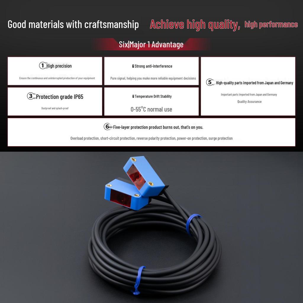 Square Photoelectric Sensor with Diffuse and Mirror Reflection - E3Z-D61/D62/R61