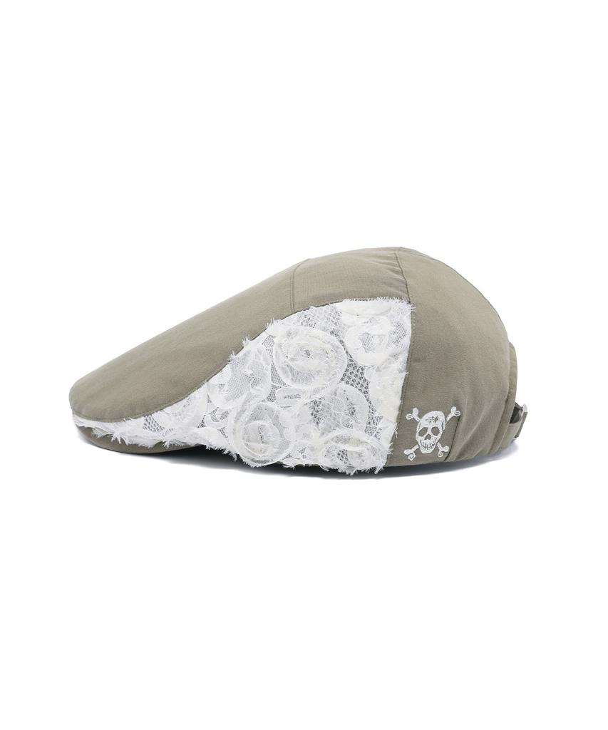 NICEGHOSTCLUB Flower Lace Skull Hunting Cap_Khaki(Ng2Gsuab23A)