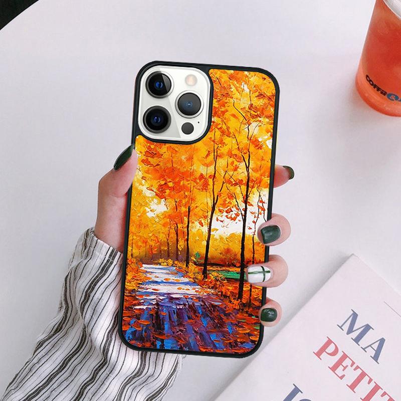 Oil Painting Boho Flower Art Phone Case For iPhone 17 Air 14 13 12 16Pro Max 15  Plus Cover Shell Max coque