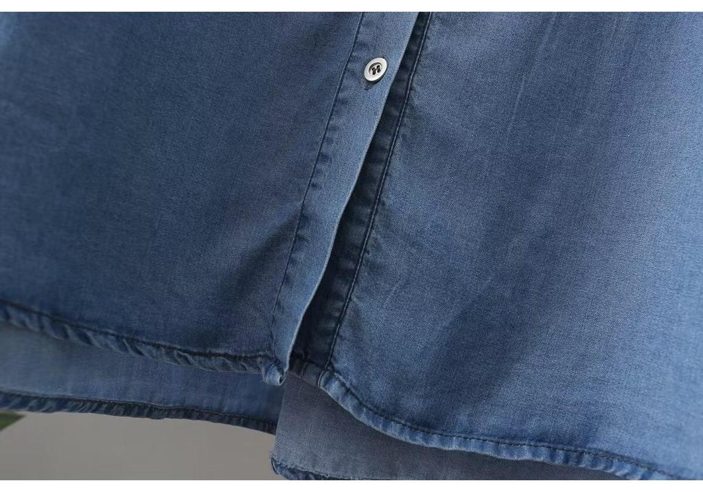 Cardigan da Donna Taglie Forti in Denim Tencel a Manica Lunga - Autunno 2023