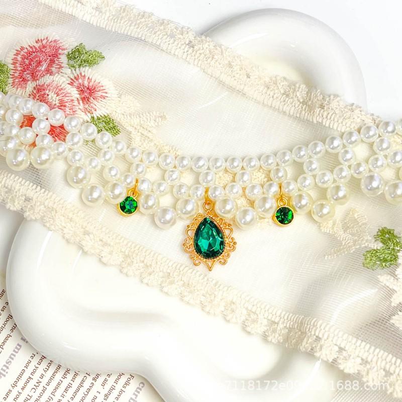 Pet Pearl Necklace Cats Dogs Princess Style Fashion Jewelry Sweet Cute Accessory