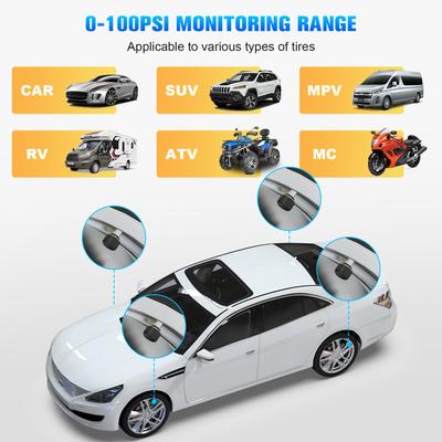 Sistema di monitoraggio della pressione dei pneumatici Allarme per pneumatici per auto impermeabile BT 5.0 Trasmissione wireless in tempo reale