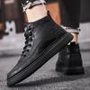 Men Boots SpringAutumn British Wind High Top Waterproof Casual Shoes Black Leather Platform MotorcycleBoots Zapatillas De Hombre